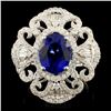 14K Gold 3.68ct Sapphire & 1.15ct Diamond Ring