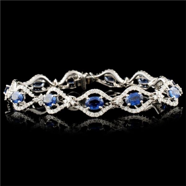 18K Gold 7.10ct Sapphire & 2.54ct Diamond Bracelet