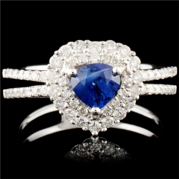 18K Gold 0.66ct Sapphire & 0.45ctw Diamond Ring