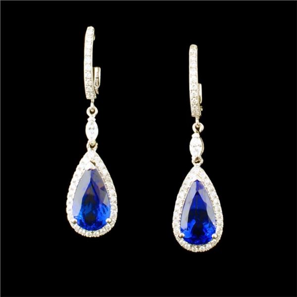 18k Gold 6.71ct Tanzanite & 0.81ctw Diamond Earrin