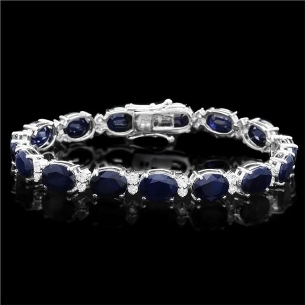 14k Gold 40.00ct Sapphire & 1.50ct Diamond Bracel