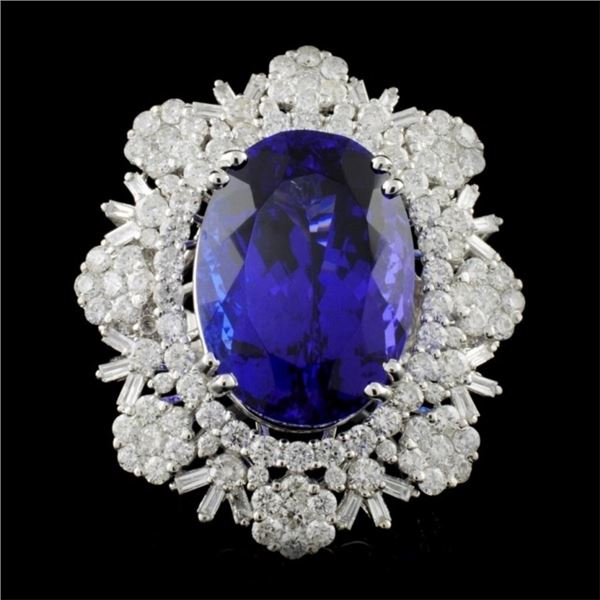 18K White Gold 23.15ct Tanzanite & 4.74ct Diamond