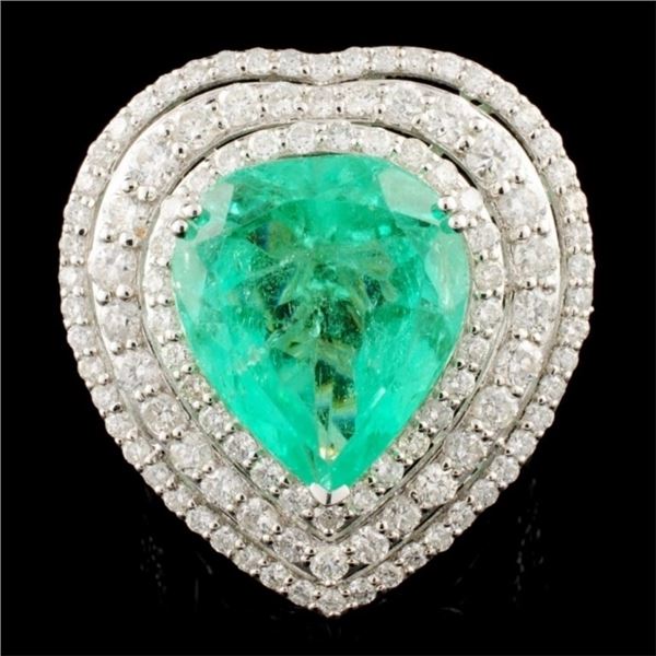 18K Gold 8.01ct Emerald & 2.85ctw Diamond Ring