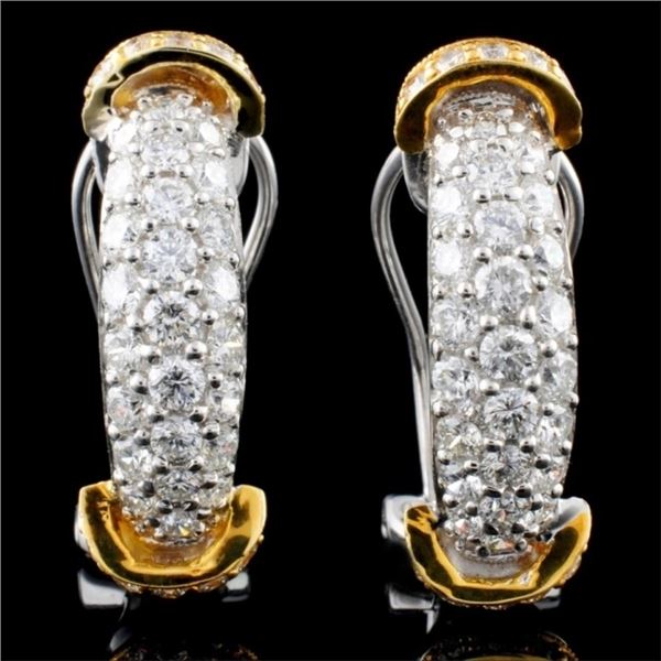 18K Two Tone 1.41ct Diamond Earrings