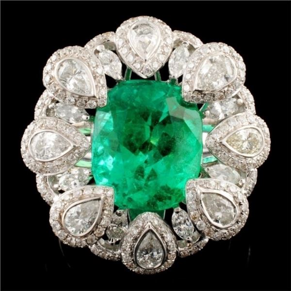 18K Gold 4.83ct Emerald & 2.02ctw Diamond Ring