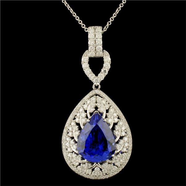 18K Gold 8.67ct Tanzanite & 1.70ctw Diamond Pendan