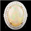 Image 1 : 14K Gold 15.38ct Opal & 1.91ctw Diamond Ring