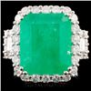 Image 1 : 18K Gold 9.12ct Emerald & 1.75ctw Diamond Ring
