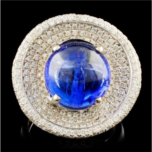 18K Gold 7.96ct Tanzanite & 1.20ctw Diamond Ring