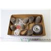 Image 1 : (7) Gemini Grinding Stones - (2) Vintage Stove Plate Handles - Wire Wheel - Misc. Items