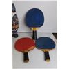 Image 2 : Cross-Stitched Fly Swatter, (3) Ping Pong Paddles, Misc.