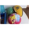 Image 2 : (2) Footballs, Disney Princess Outdoor Bouncy Ball, Paw Patrol Stampers & Stickers Playset, Storage 