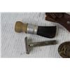 Image 5 : Mora Knife Sheath - Razor w/Shaving Brush - Pocket Knife Empty Bullet - Graham Buckle