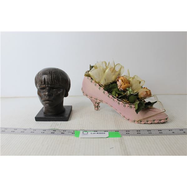 Ornamental Shoe and Signed and Numbered Bust