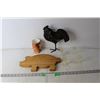 Image 1 : Metal Rooster, Pig Cutting Board and Misc.