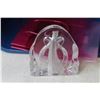 Image 2 : Tote - (2) Paper Mache Pictures (signed) - Metal Leaf Dish - Ceramic Leaf Dish - Glass Angel Design