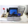 Image 1 : Lot of Office Supplies - 3 Hole Punch - Garbage Can - Key Board - Binders - Office Case - Olympic Ca