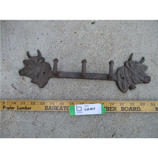 Metal Coat Hook Bar w/ Cows (14  Long) (Off-Site)