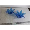 Image 1 : (2) Blue Flower Glass Bowls