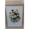 Image 2 : Drawing of Bouquets of Pansies in Picture Frame 17 1/2 x 22 (Frame Damaged)