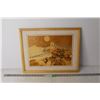 Image 2 : Framed Wooden Art of The Wall of China - 16" x 19 1/2"