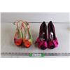 Image 1 : Aldo Neon Orange Colour Splatter Heels, Paris Hilton Pink Glitter and Pink Bow Heels