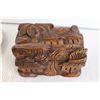 Image 4 : Carved Wood Jewelry Box, Royal Cauldron England "Ludlow Castle & Dinham Bridge" Plate, (4) Glass Pic