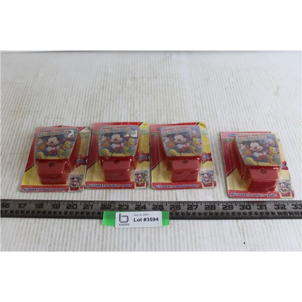 (4) Mickey Mouse Automatic Night Lights (Sealed)