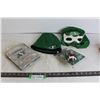 Image 1 : Misc. Saskatchewan Roughrider Gear (Lucha Mask, Toque, Poncho, Sealed Flag in a Football)
