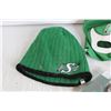Image 4 : Misc. Saskatchewan Roughrider Gear (Lucha Mask, Toque, Poncho, Sealed Flag in a Football)