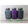 Image 1 : (3) Coloured Glass Mason Jars