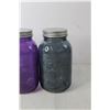 Image 2 : (3) Coloured Glass Mason Jars