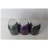 Image 4 : (3) Coloured Glass Mason Jars