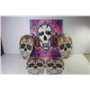 Skull Painting on Canvas (4) Wooden Skull Wall Hangers