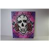 Image 2 : Skull Painting on Canvas (4) Wooden Skull Wall Hangers