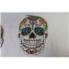 Image 5 : Skull Painting on Canvas (4) Wooden Skull Wall Hangers