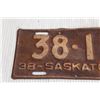 Image 2 : Saskatchewan License Plate (1938)