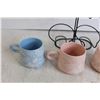 Image 2 : Coco + Lola Set of (4) Mugs + Black Metal Stand - Ceramic, Never Used