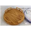Image 2 : Handmade Solid Oak Lazy Susan Turntable (Base Has Metal Bearings, Made in Swift Current), 3 Pc Pop-u