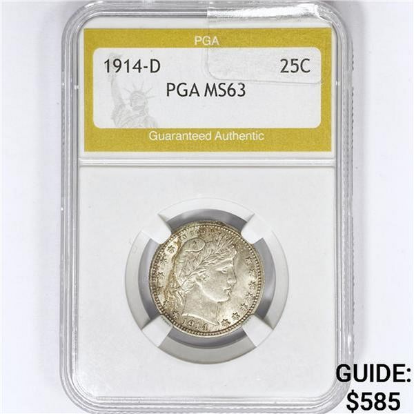 1914-D Barber Quarter PGA MS63