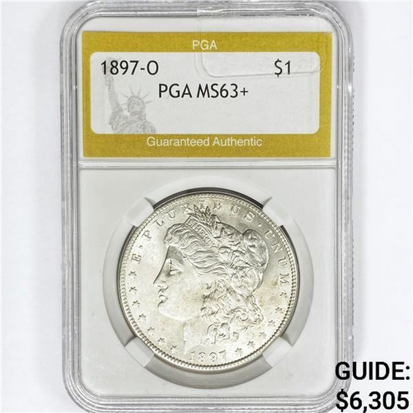 1897-O Morgan Silver Dollar PGA MS63+