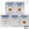 Image 1 : (5) 3 1C, 2 25C PCGS MS 1955-1956