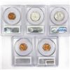 Image 2 : (5) 3 1C, 2 25C PCGS MS 1955-1956