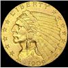 Image 1 : 1909 $2.50 Gold Quarter Eagle CLOSELY UNCIRCULATED
