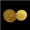Image 1 : 1852-1856 Gold $2.5 & $1 as Cufflink CLOSELY UNCIR