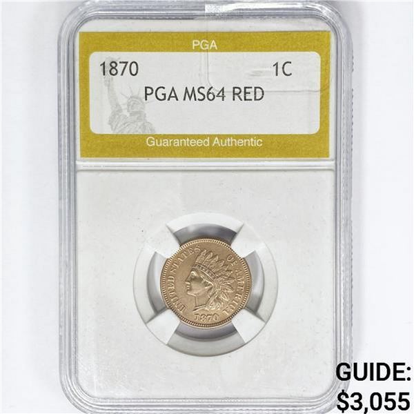 1870 Indian Head Cent PGA MS64 RED