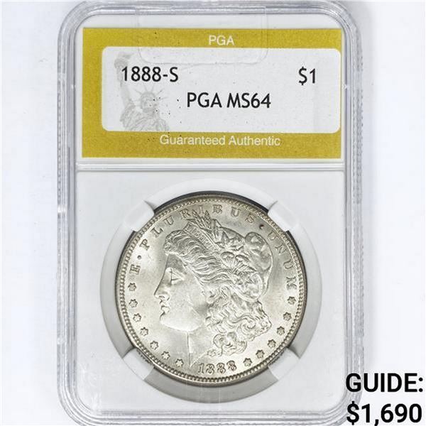 1888-S Morgan Silver Dollar PGA MS64