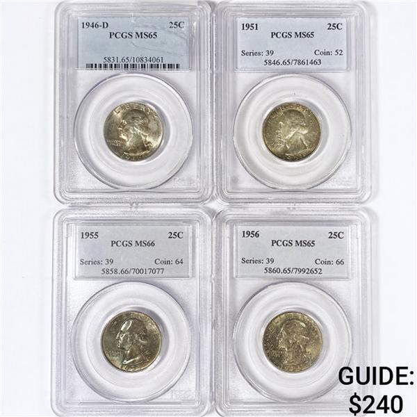 (4) Silver Wash. Quarters PCGS MS65-6 (1946-D, 195
