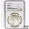 Image 1 : 1922-D Silver Peace Dollar NGC MS62