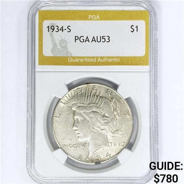 1934-S Silver Peace Dollar PGA AU53